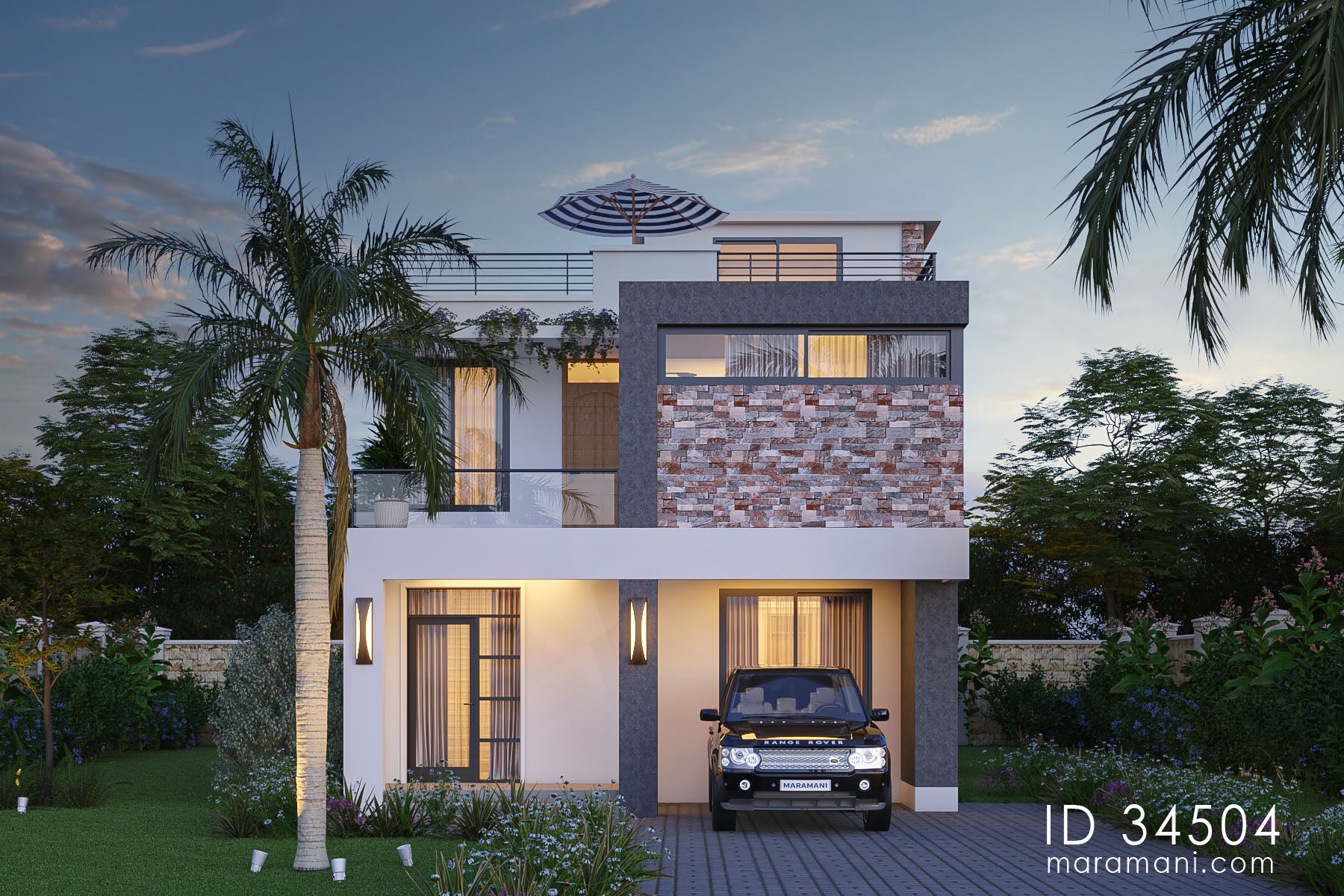 3-Storey 4-Bedroom House Plan - ID 34504