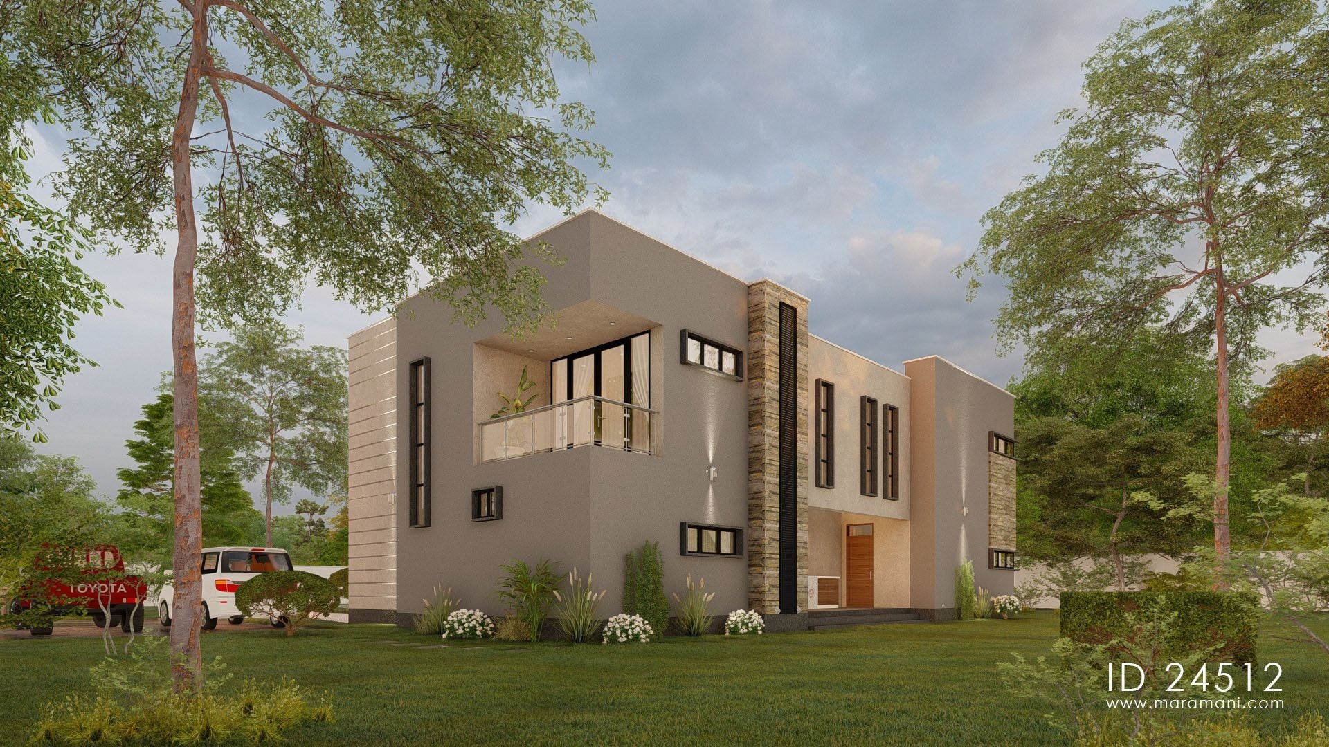 Flat roof 4 bedroom mansion - ID 24512