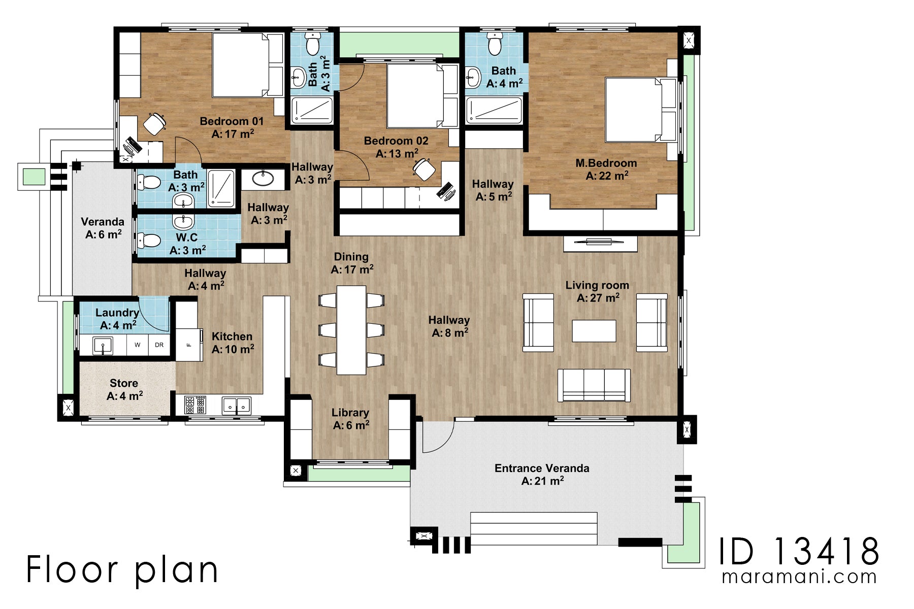 Contemporary 3 bedroom House - ID 13418