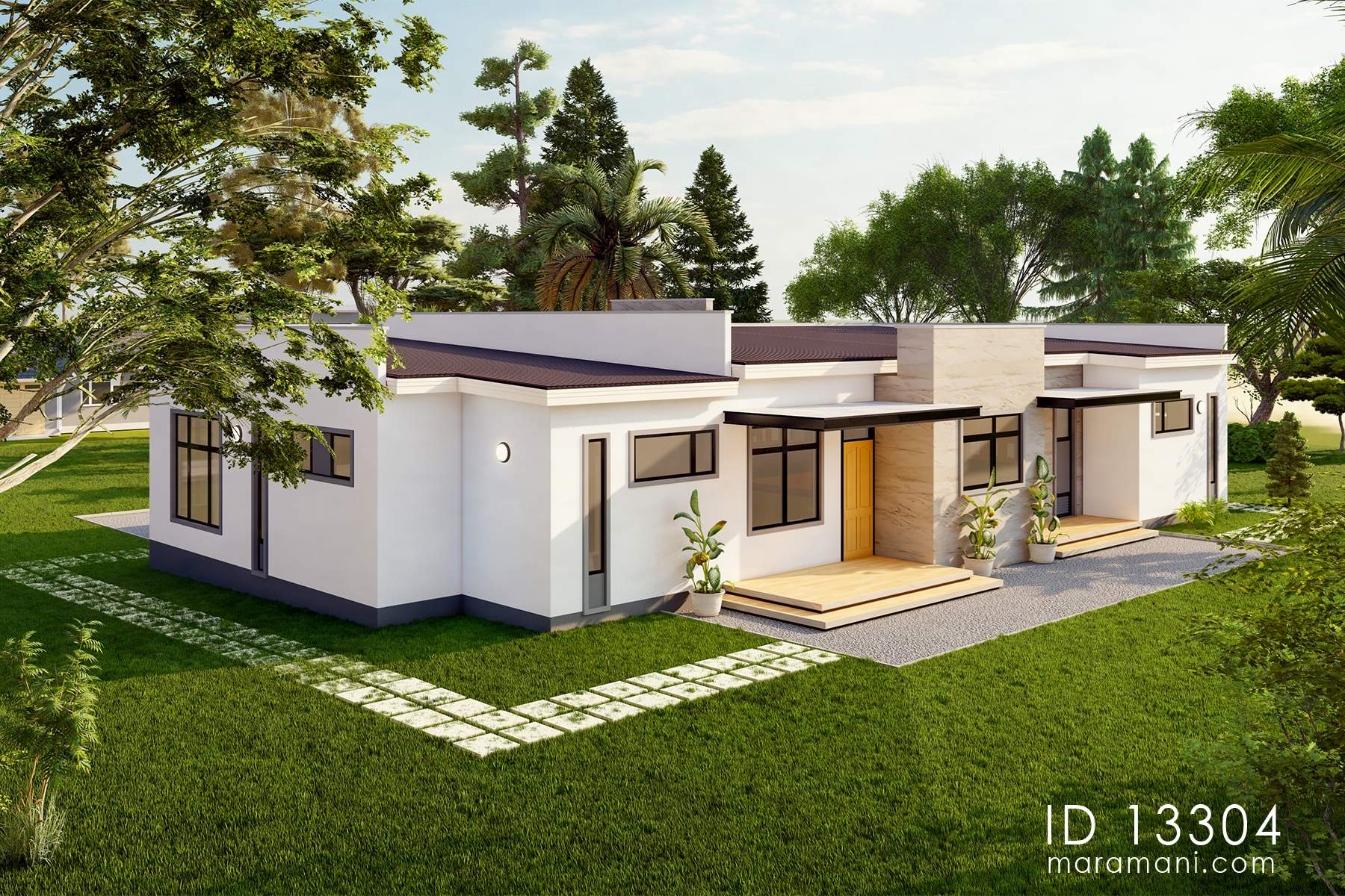 Contemporary 3 bedroom plan with 3 baths - ID 13304