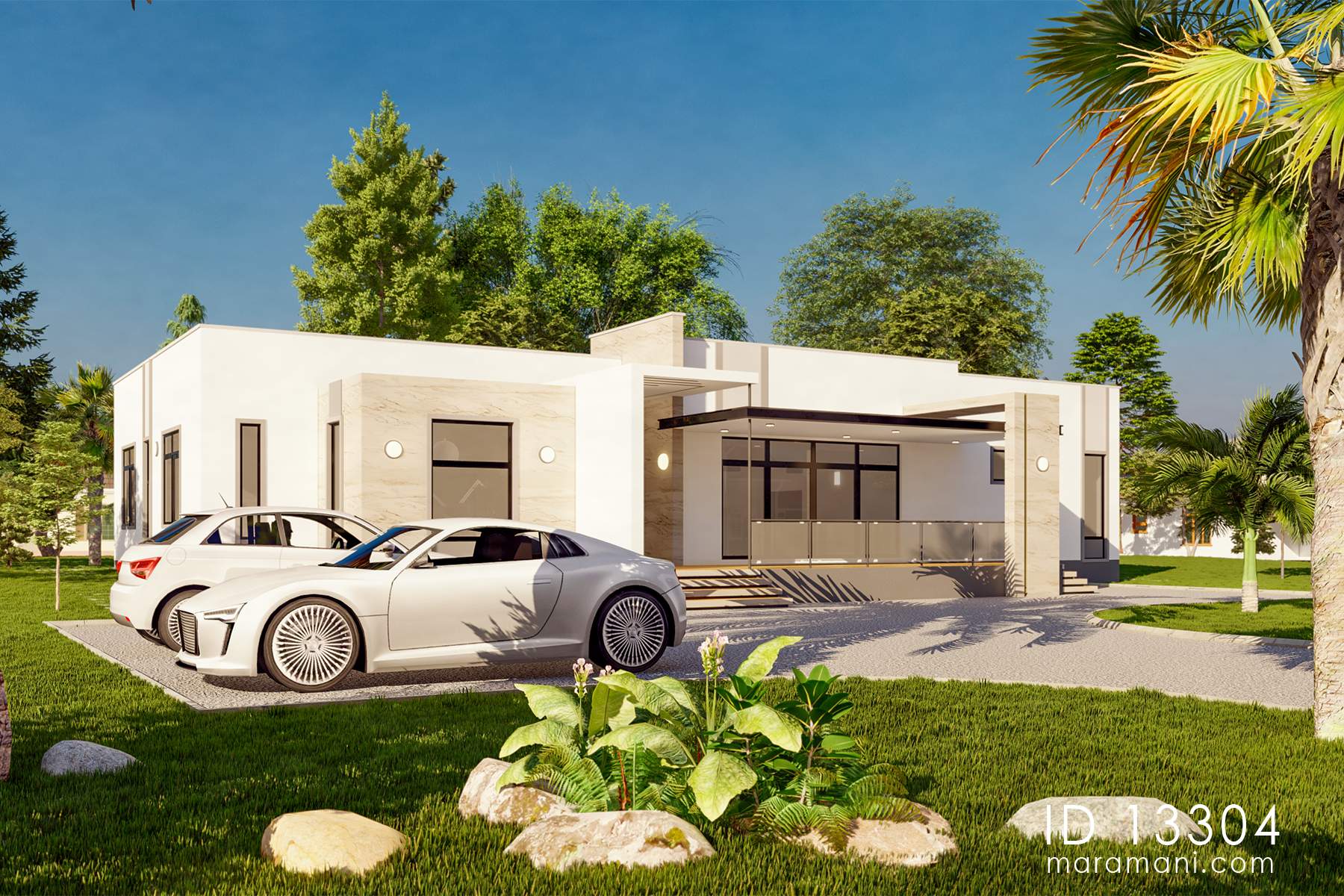 Contemporary 3 bedroom plan with 3 baths - ID 13304