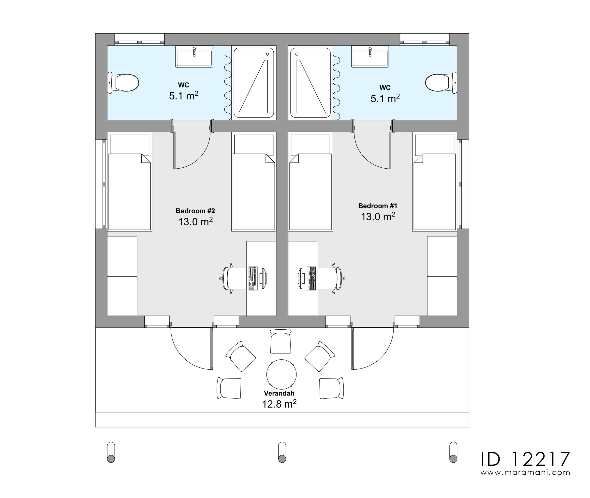 Hostel rooms and kitchen - ID 12217