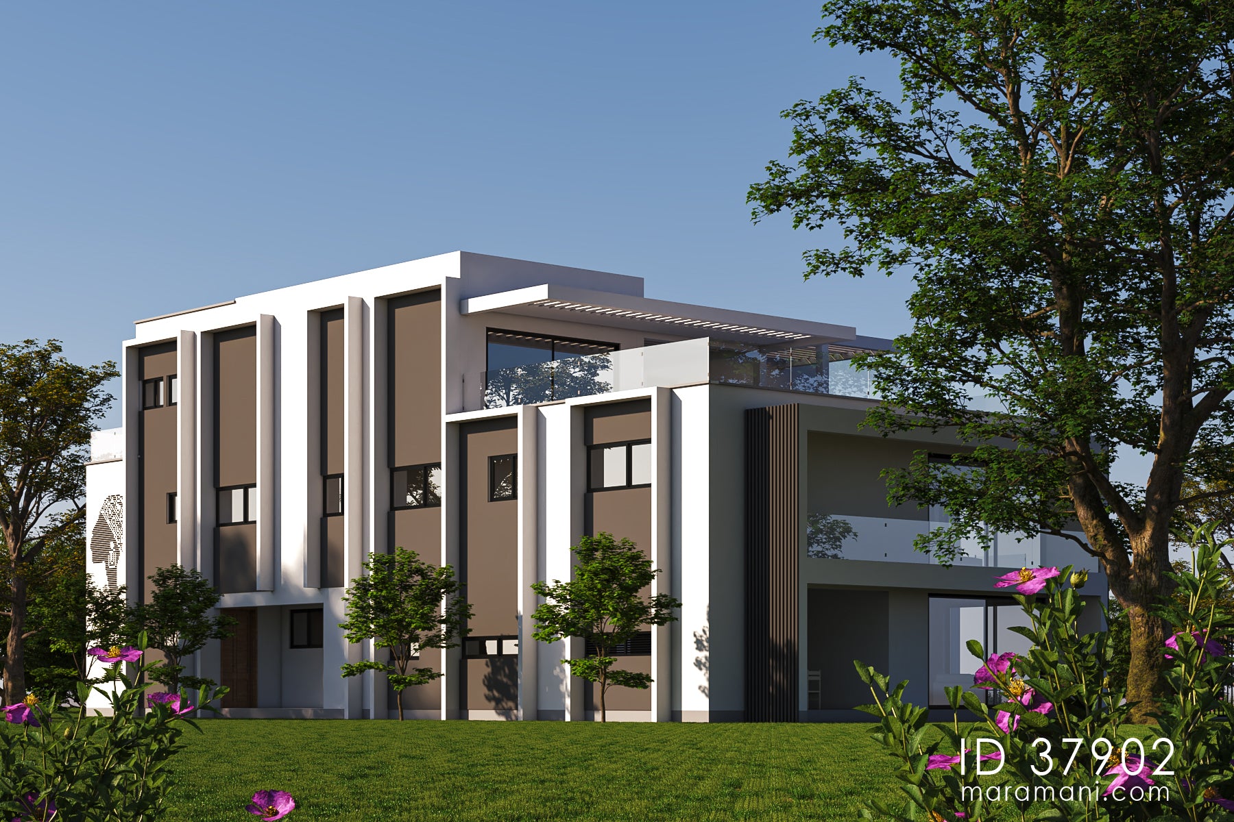 Luxurious 7-Bedrooms, 3-Story House Plan - ID 37902