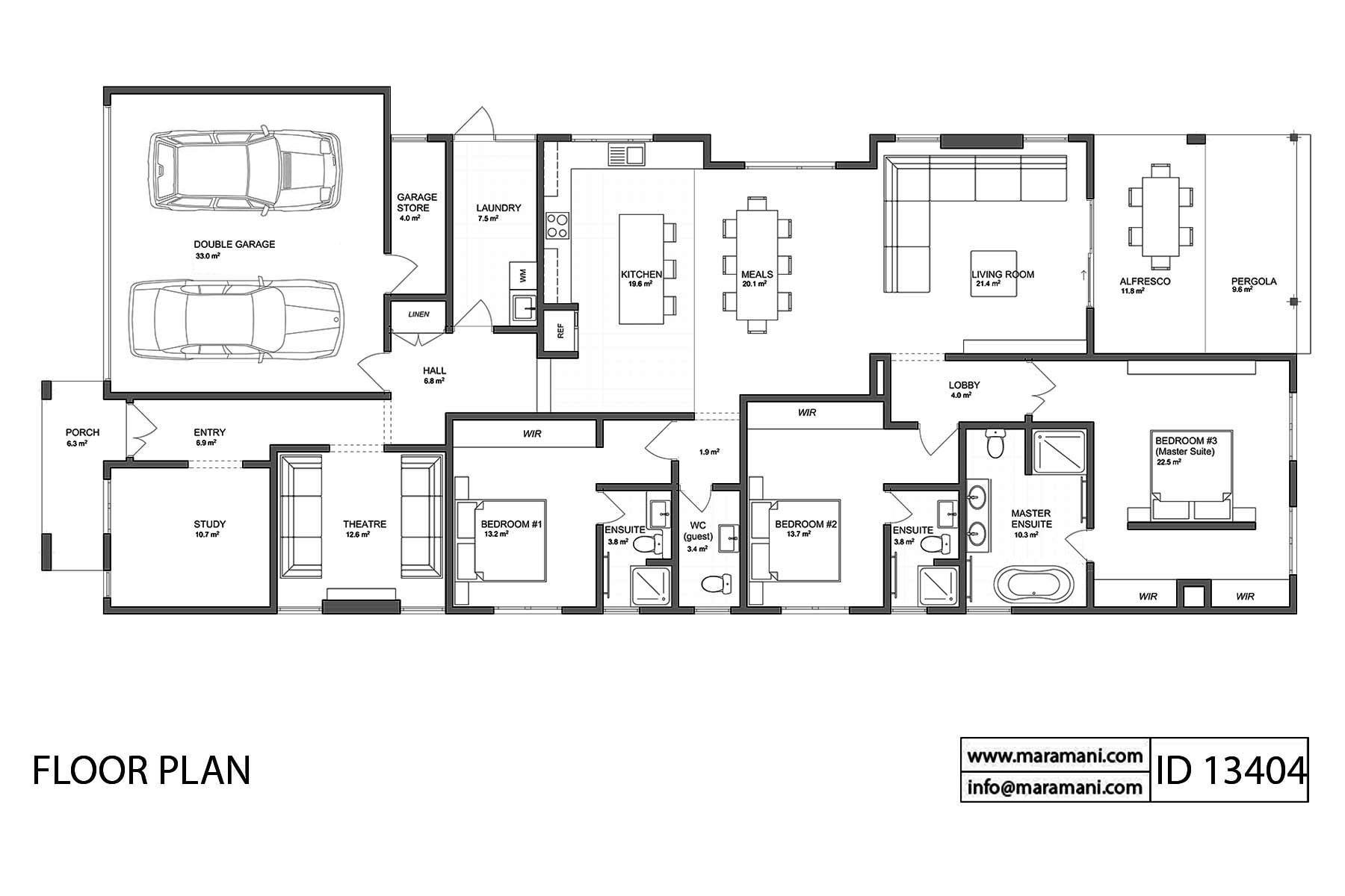 3 Bedrooms House Plan - ID 13404