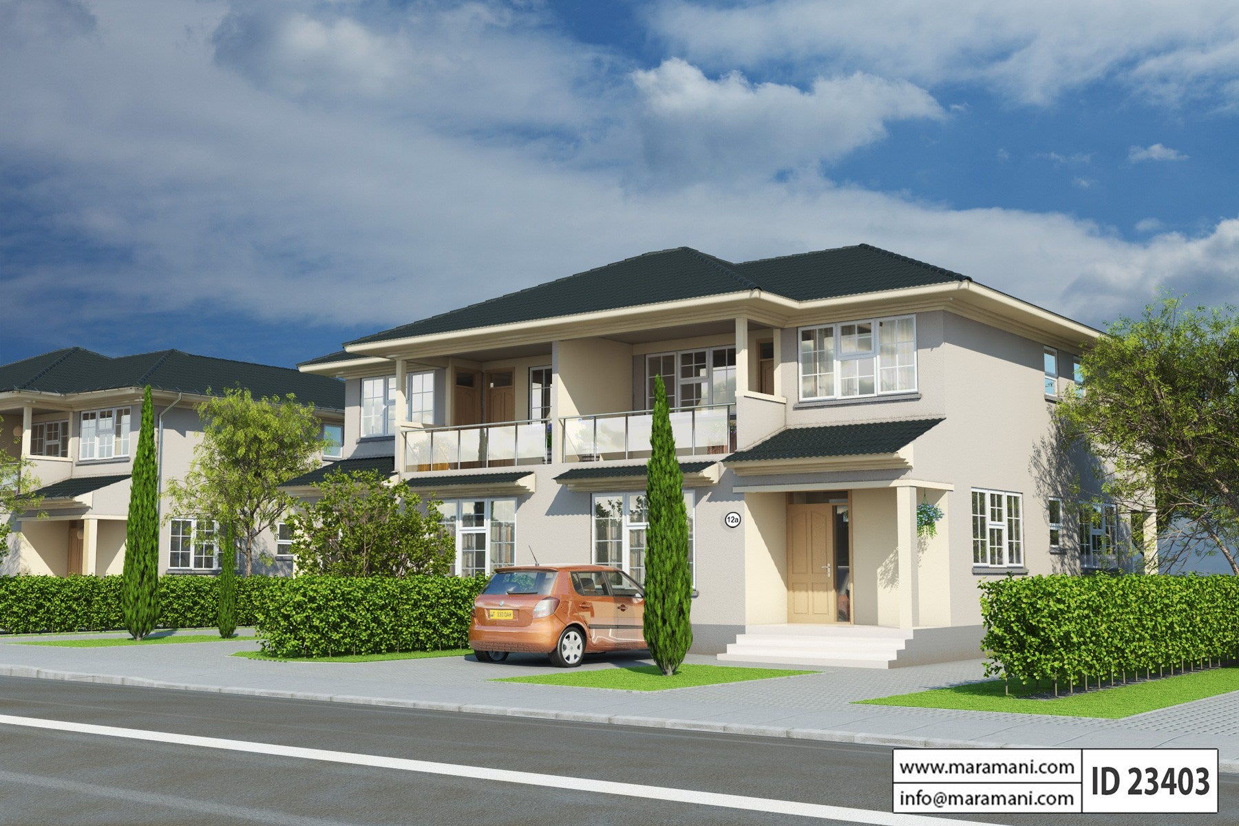 3 Bedroom Duplex House Plan - ID 23403
