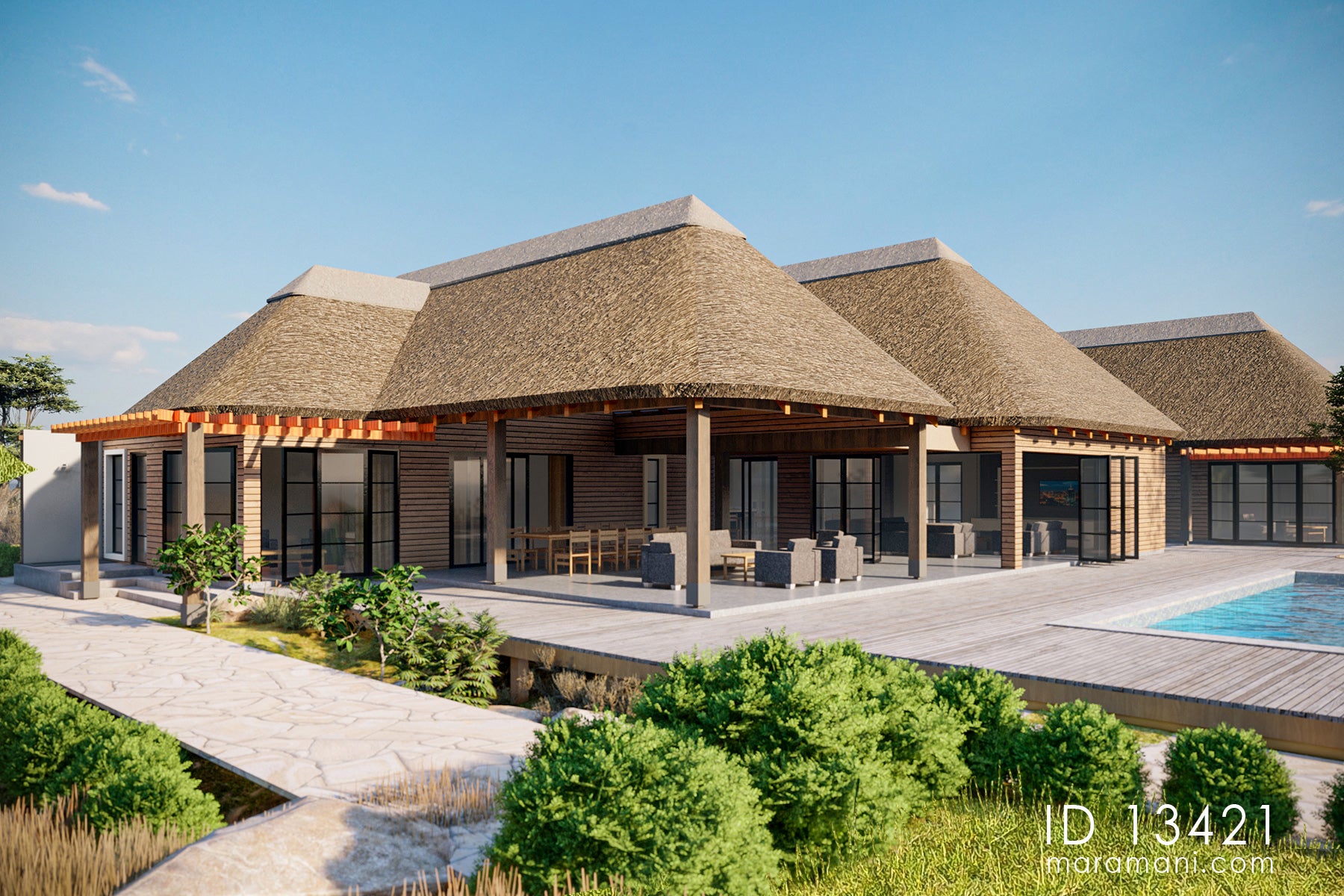 Thatch roof 3 bedroom house - ID 13421