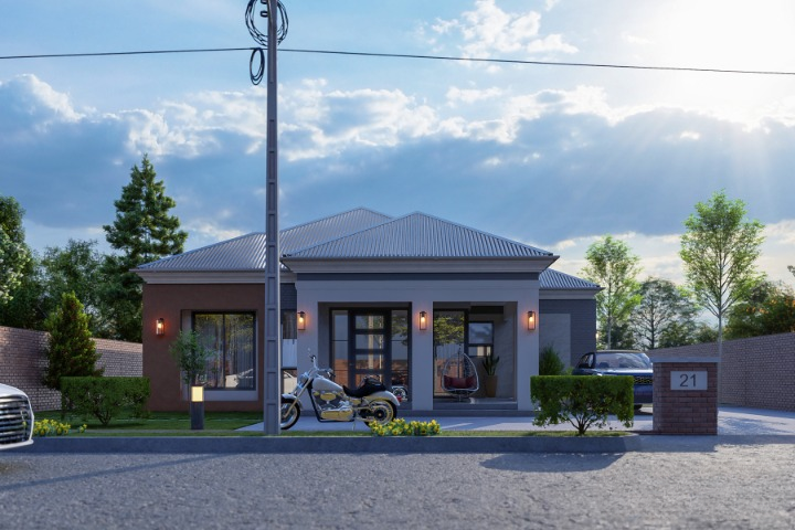 Low-budget modern 3-bedroom house design - ID 13420