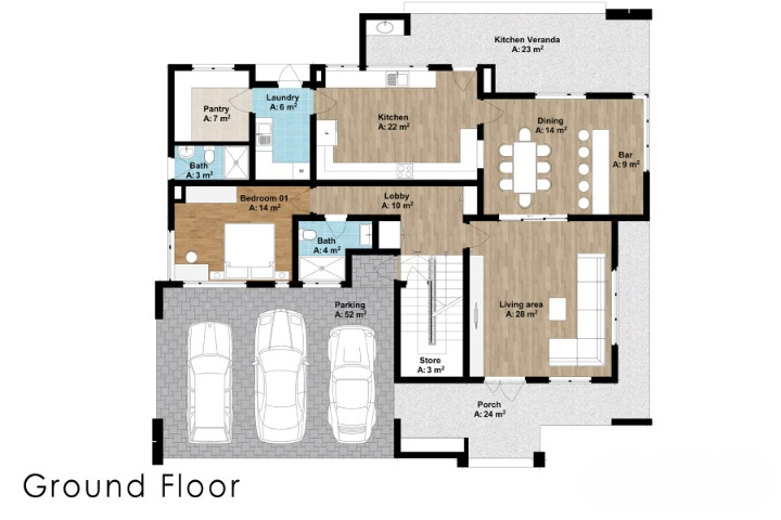 Modern 4 Bedroom Double Storey House - ID 24516